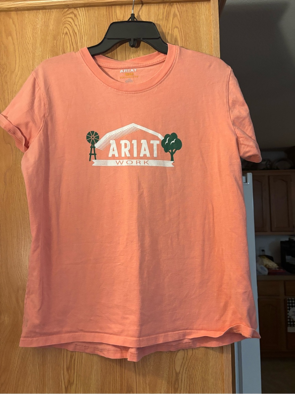Ariat Peach Short Sleeve Tee with White & Green Logo